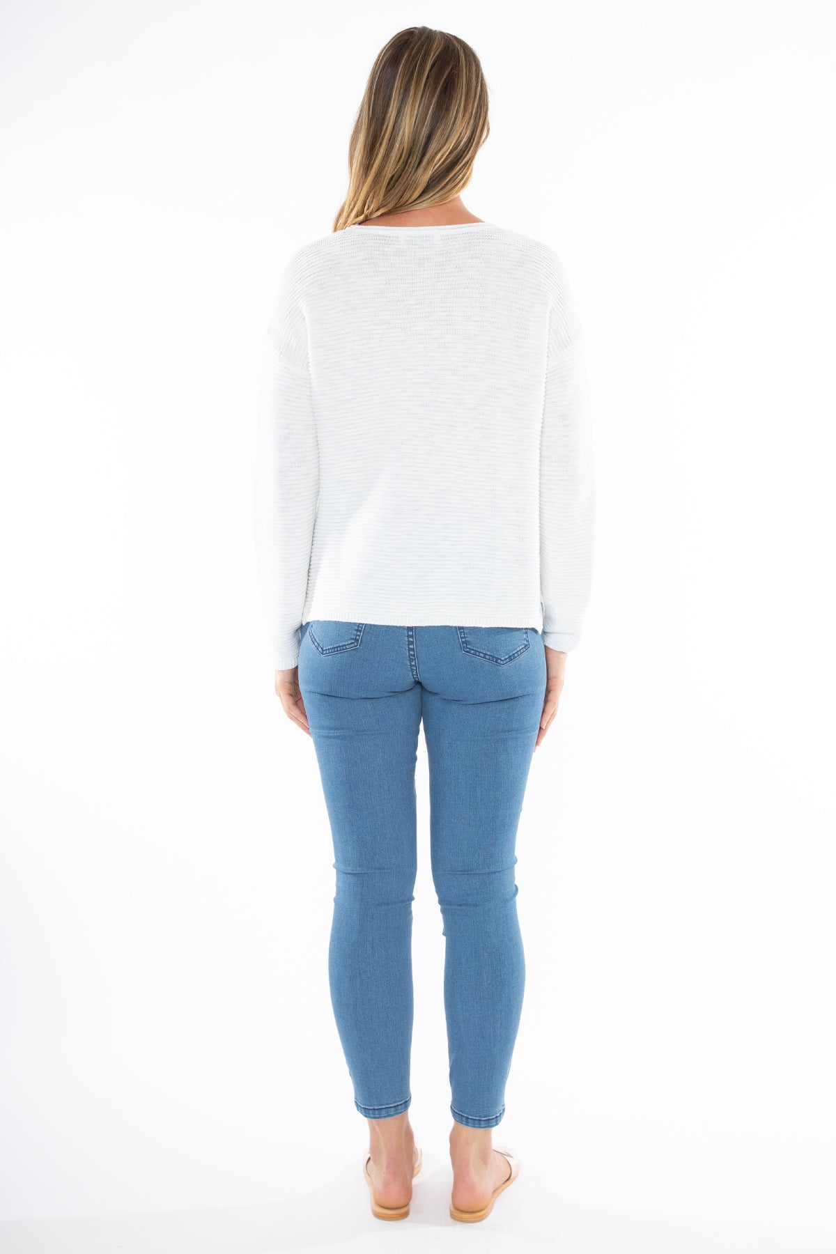 Slub Rib Pullover - White - JUMP Top NZ LUMA