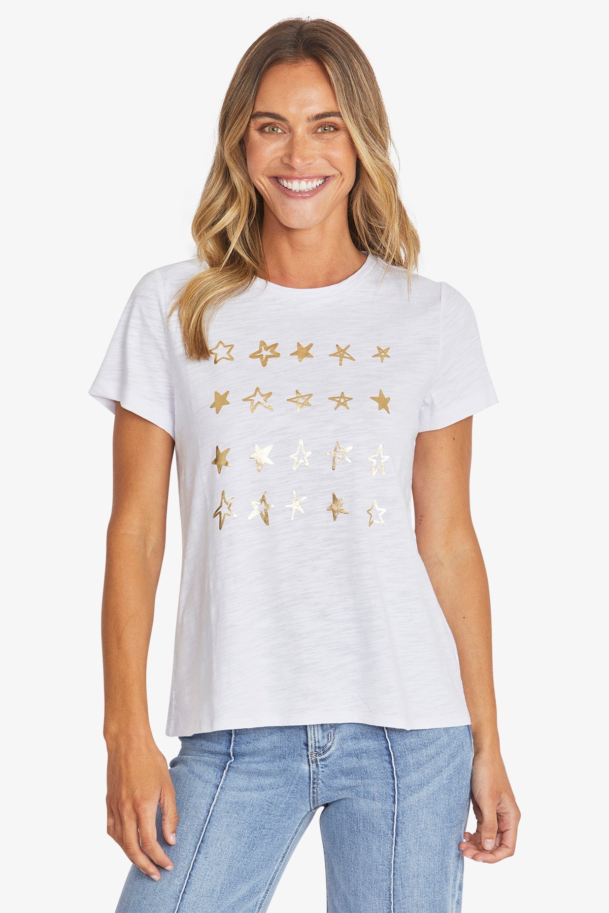 Star Foil Tee - White - PING PONG Top NZ LUMA