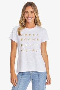 Star Foil Tee - White - PING PONG Top NZ LUMA