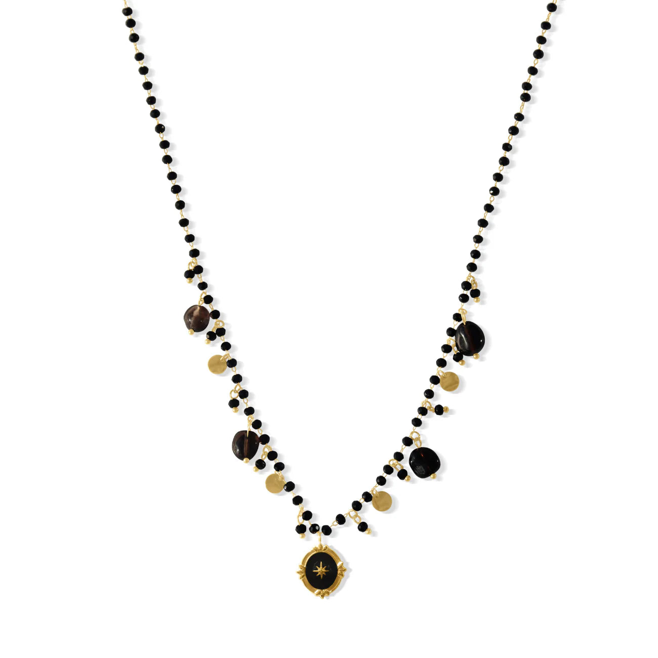 Steel Me Boho Black Stone Necklace - FABULEUX VOUS Accessories NZ LUMA