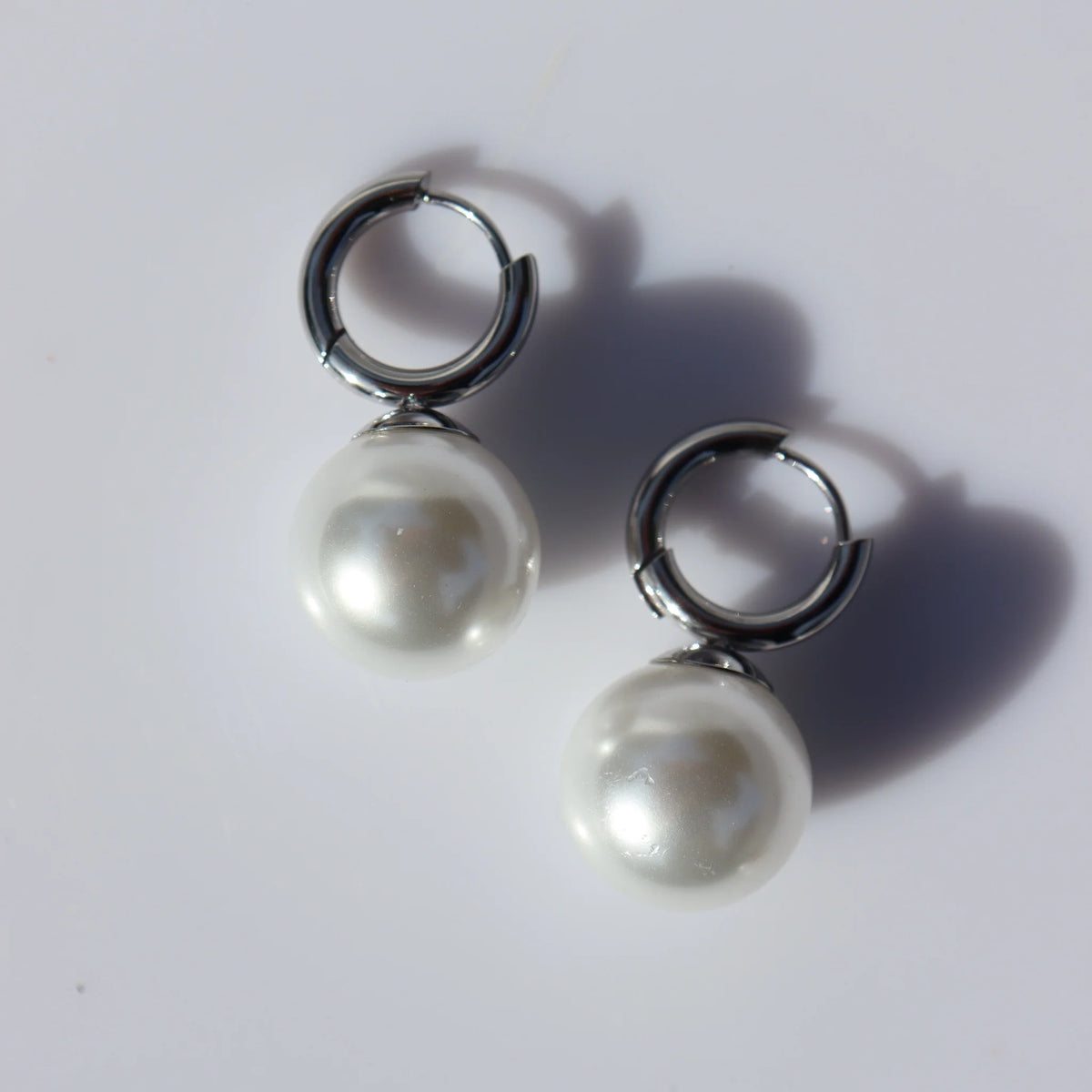 Steel Me Silver Round Pearl Earrings - FABULEUX VOUS Accessories NZ LUMA