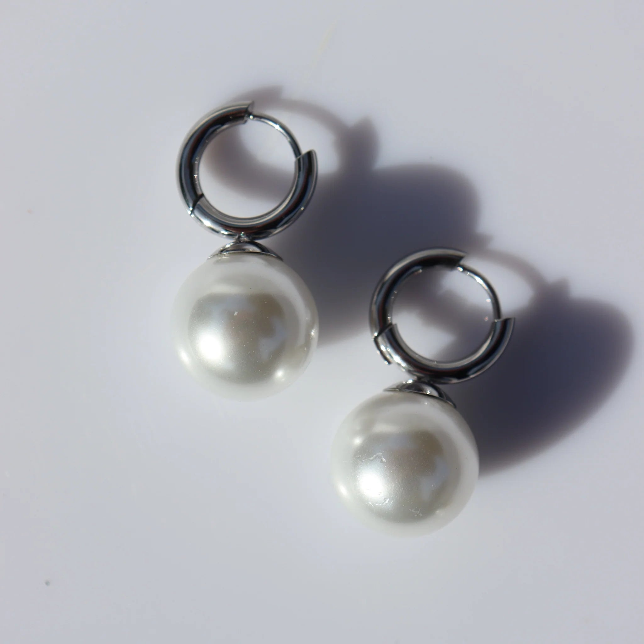 Steel Me Silver Round Pearl Earrings - FABULEUX VOUS Accessories NZ LUMA