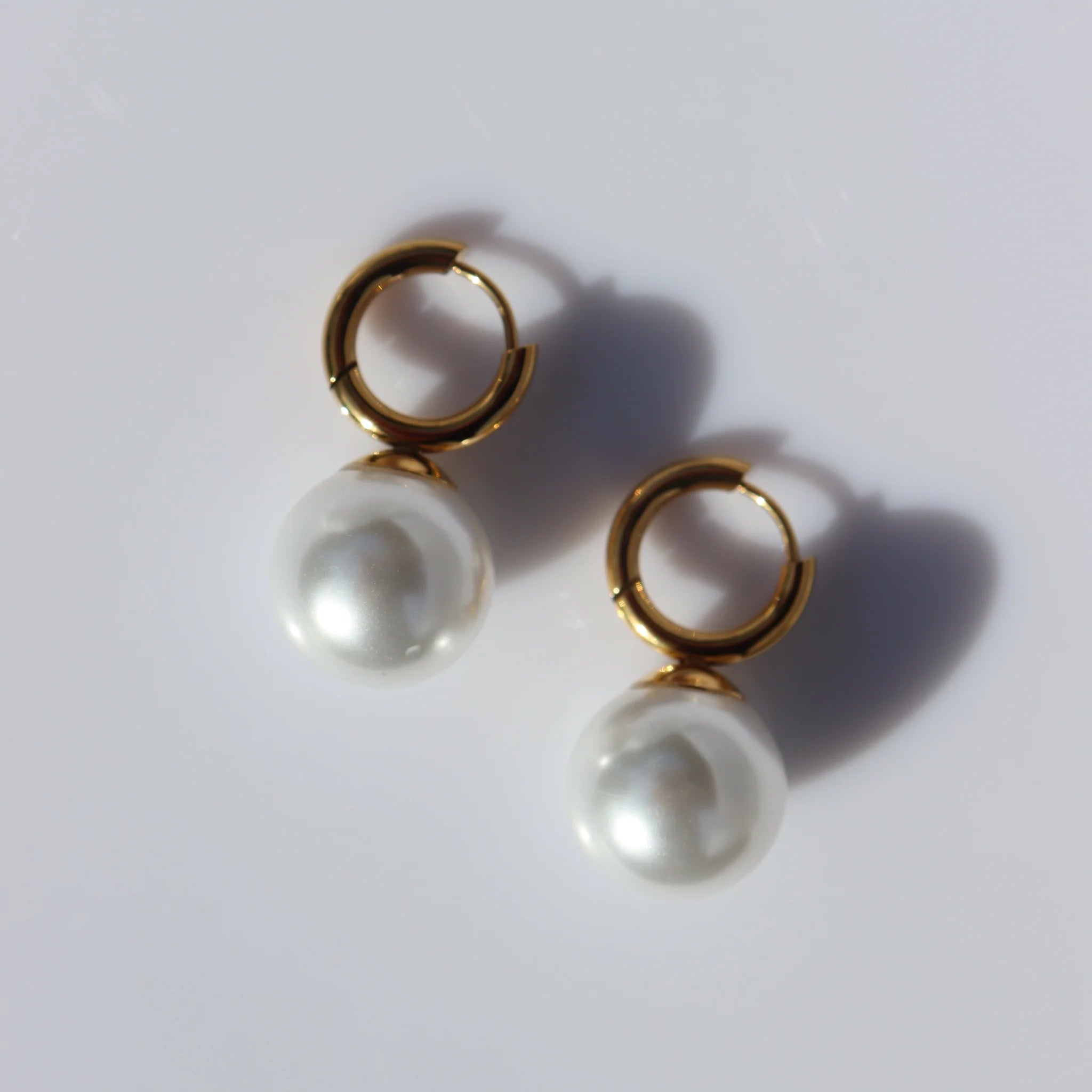 Steel Me Yellow Gold Round Pearl Earrings - FABULEUX VOUS Accessories NZ LUMA