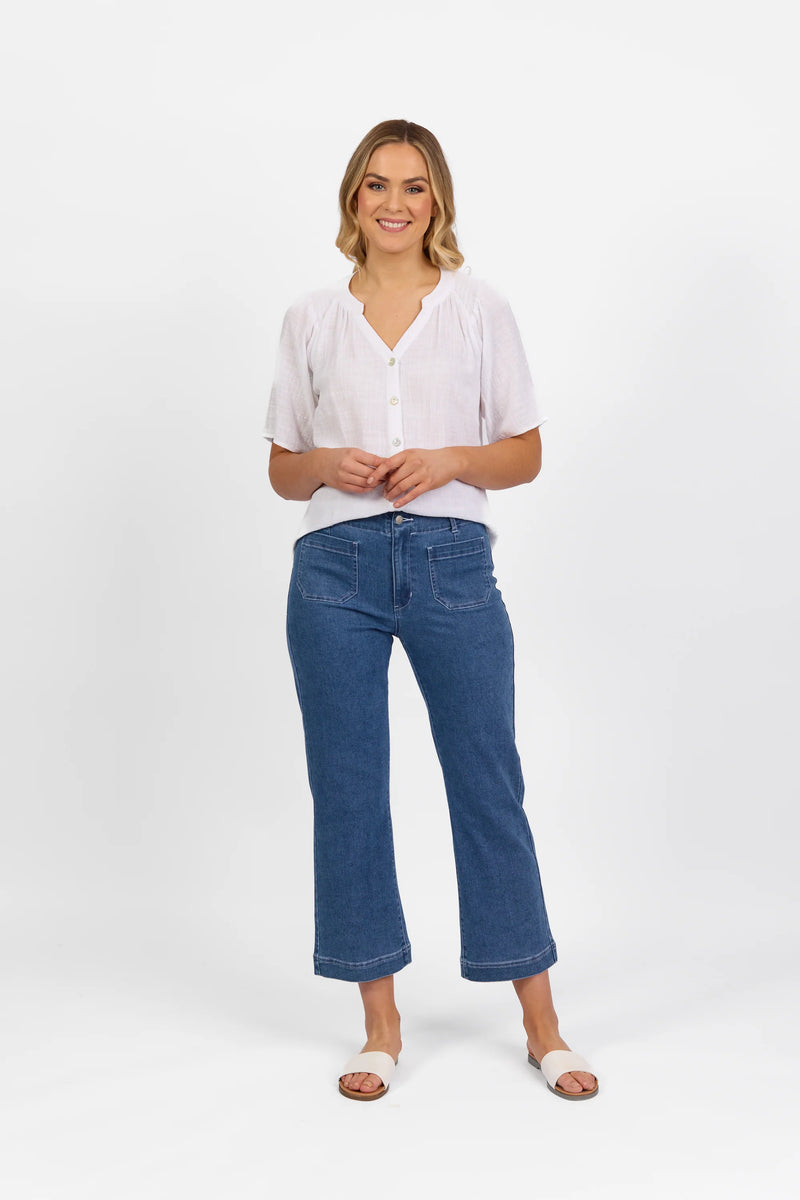 Straight Leg Ankle Grazer Jean - Blue Hue - VASSALLI Pant NZ LUMA