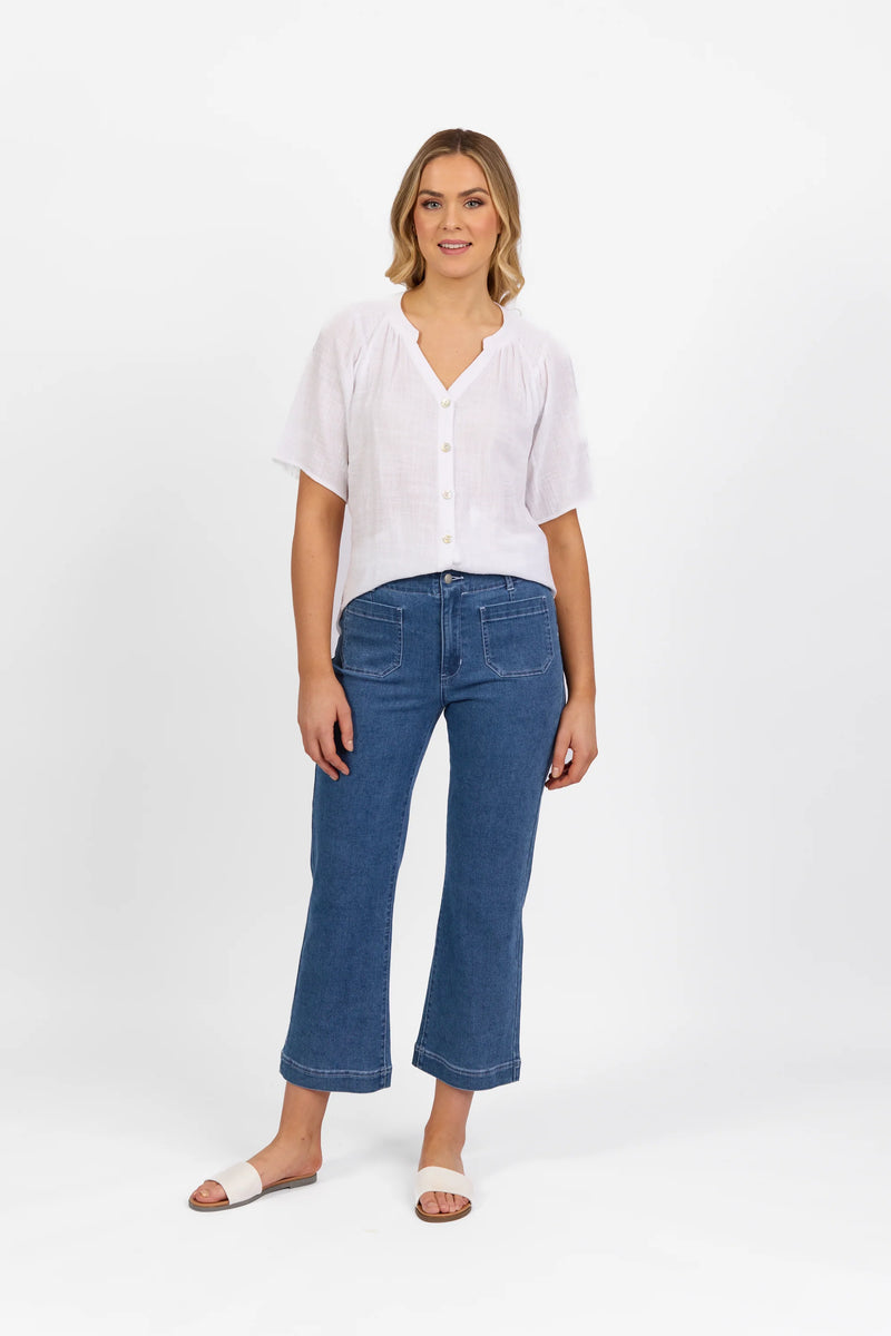 Straight Leg Ankle Grazer Jean - Blue Hue - VASSALLI Pant NZ LUMA