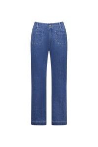 Straight Leg Ankle Grazer Jean - Blue Hue - VASSALLI Pant NZ LUMA