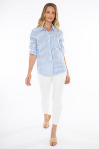 Stripe Linen Shirt - Cobalt/White - JUMP