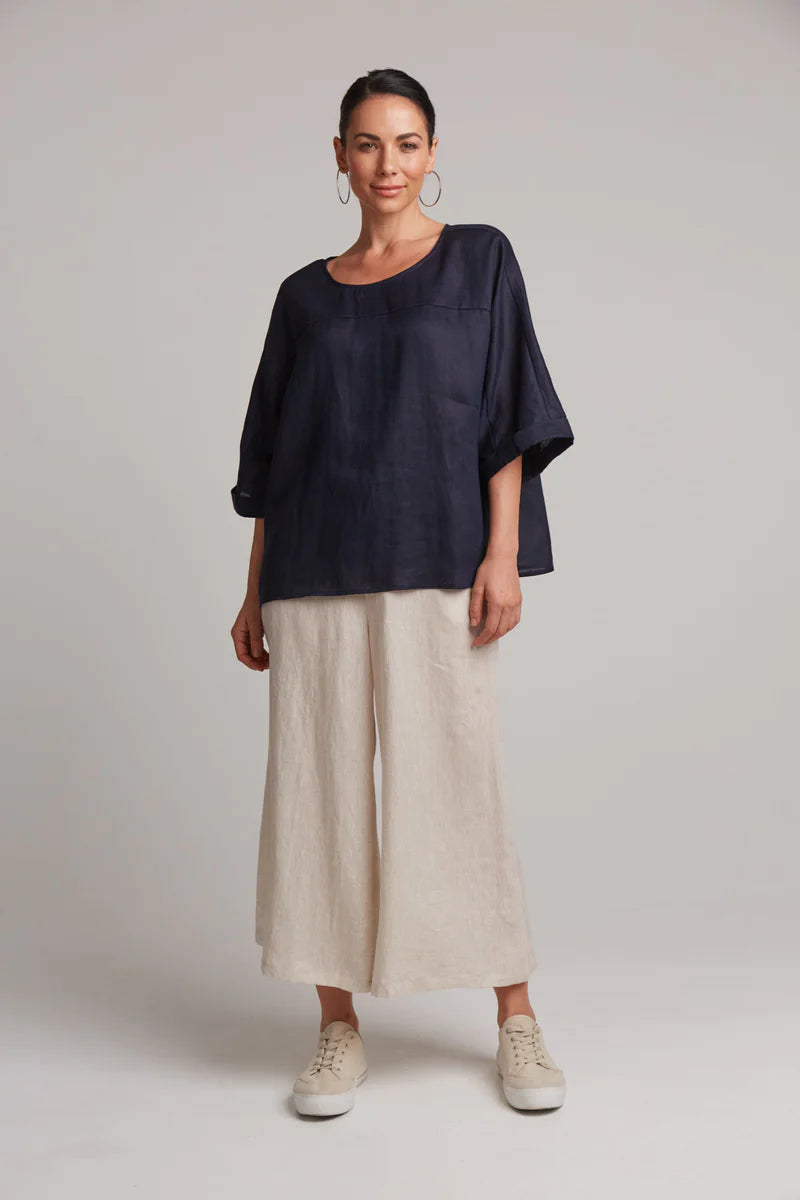 Studio Relaxed Top - EB & IVE Top One Size Navy NZ LUMA