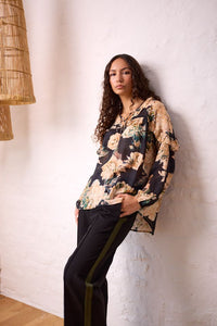 Sway Blouse - Black Floral - NAVY & CO Pant NZ LUMA