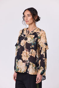 Sway Blouse - Black Floral - NAVY & CO Pant NZ LUMA
