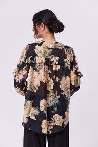 Sway Blouse - Black Floral - NAVY & CO Pant NZ LUMA