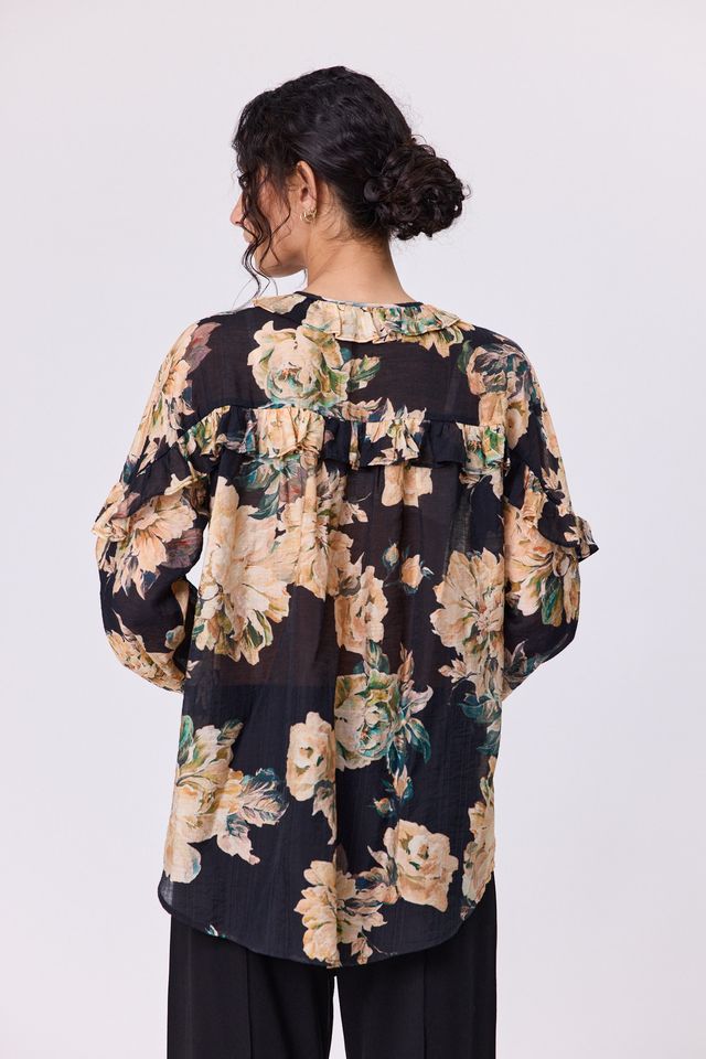 Sway Blouse - Black Floral - NAVY & CO Pant NZ LUMA