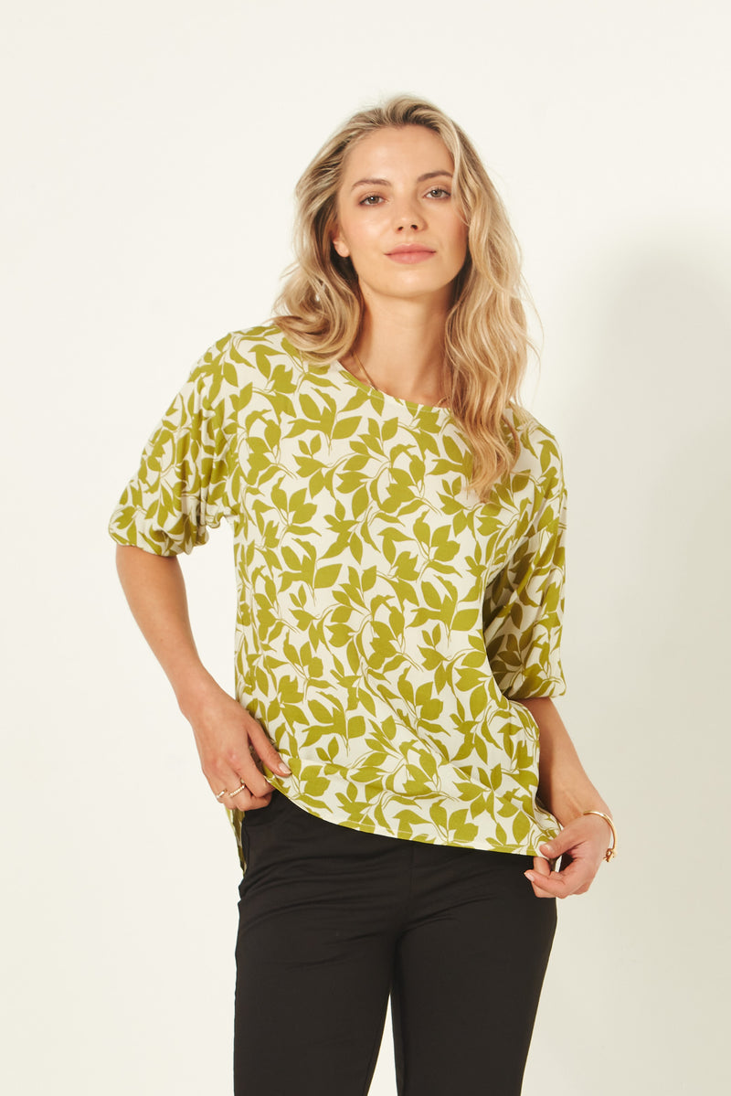 Sybil Top - LEMON TREE Top Lime Print 14 16 18 8 10 20 12 NZ LUMA