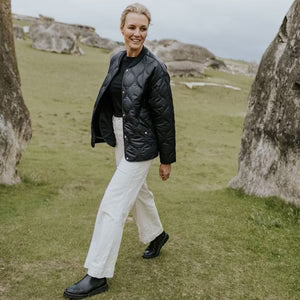 Talei Quilt Jacket Bomber - Black - MOKE Jacket NZ LUMA