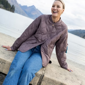 Talei Quilt Jacket Bomber -Cocoa Powder - MOKE Jacket NZ LUMA