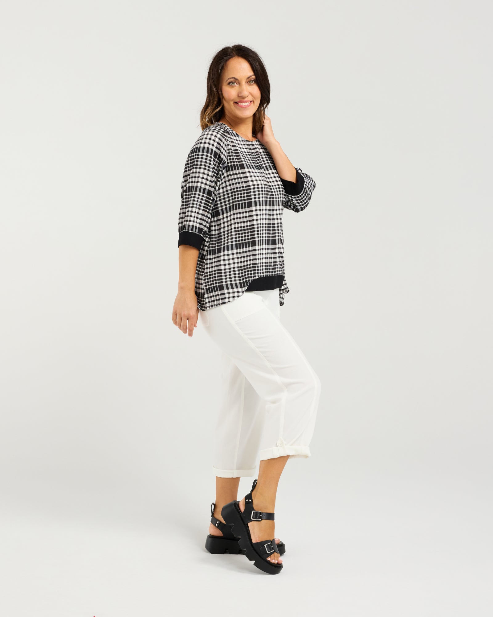 Taylor Top - Black Check - SEDUCE Top NZ LUMA