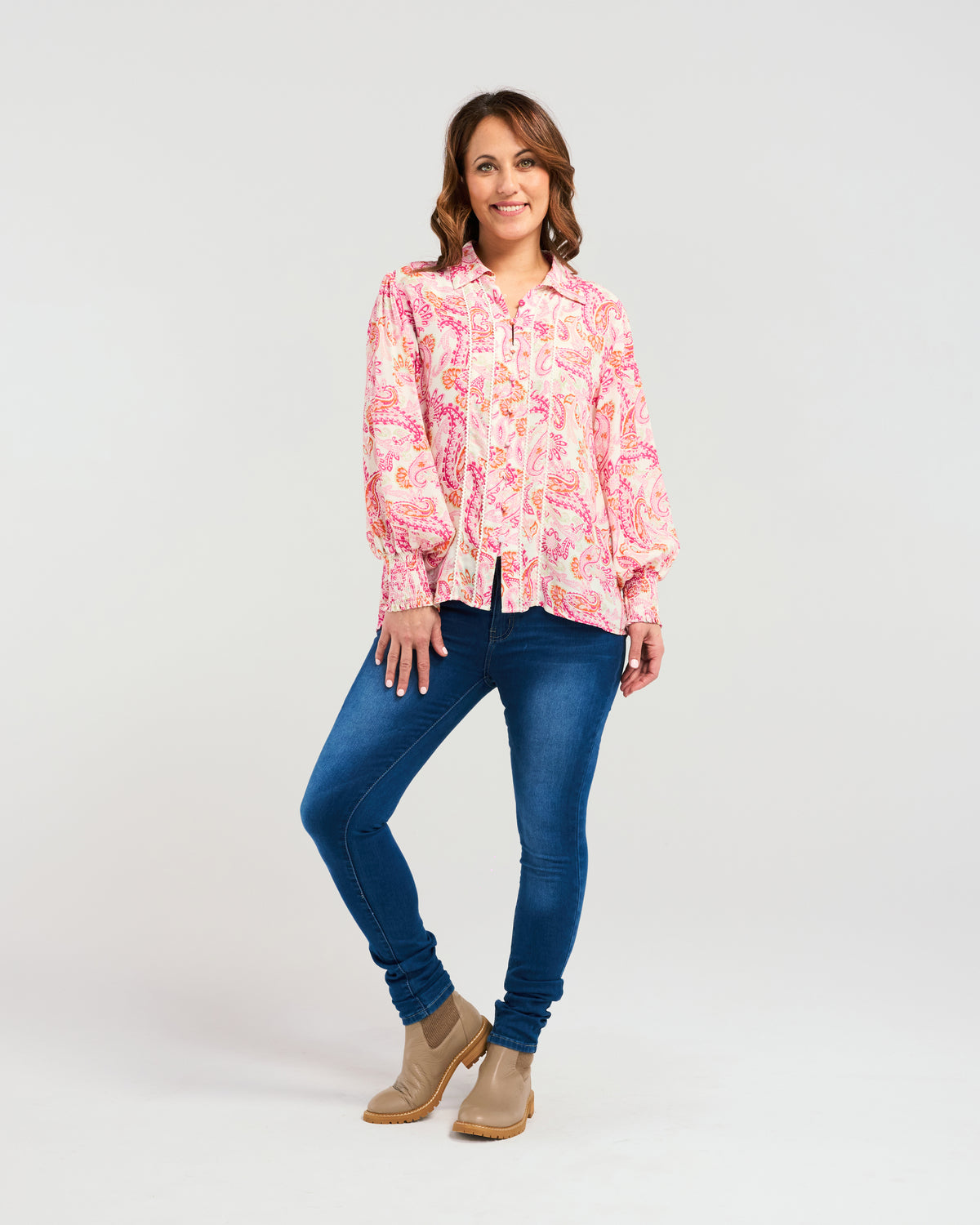 Topaz Shirt - Pink Paisley - ZAFINA