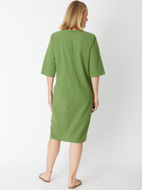 Upcycle Pocket Dress - Green - CORDELIA ST Dress NZ LUMA