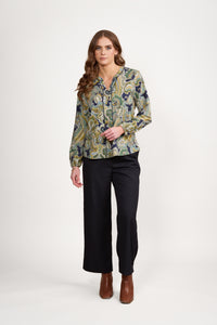 V Neck L/S Top w Front Piping Detail - VASSALLI Top NZ LUMA