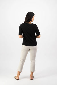 V Neck Top - Black - VASSALLI Top NZ LUMA