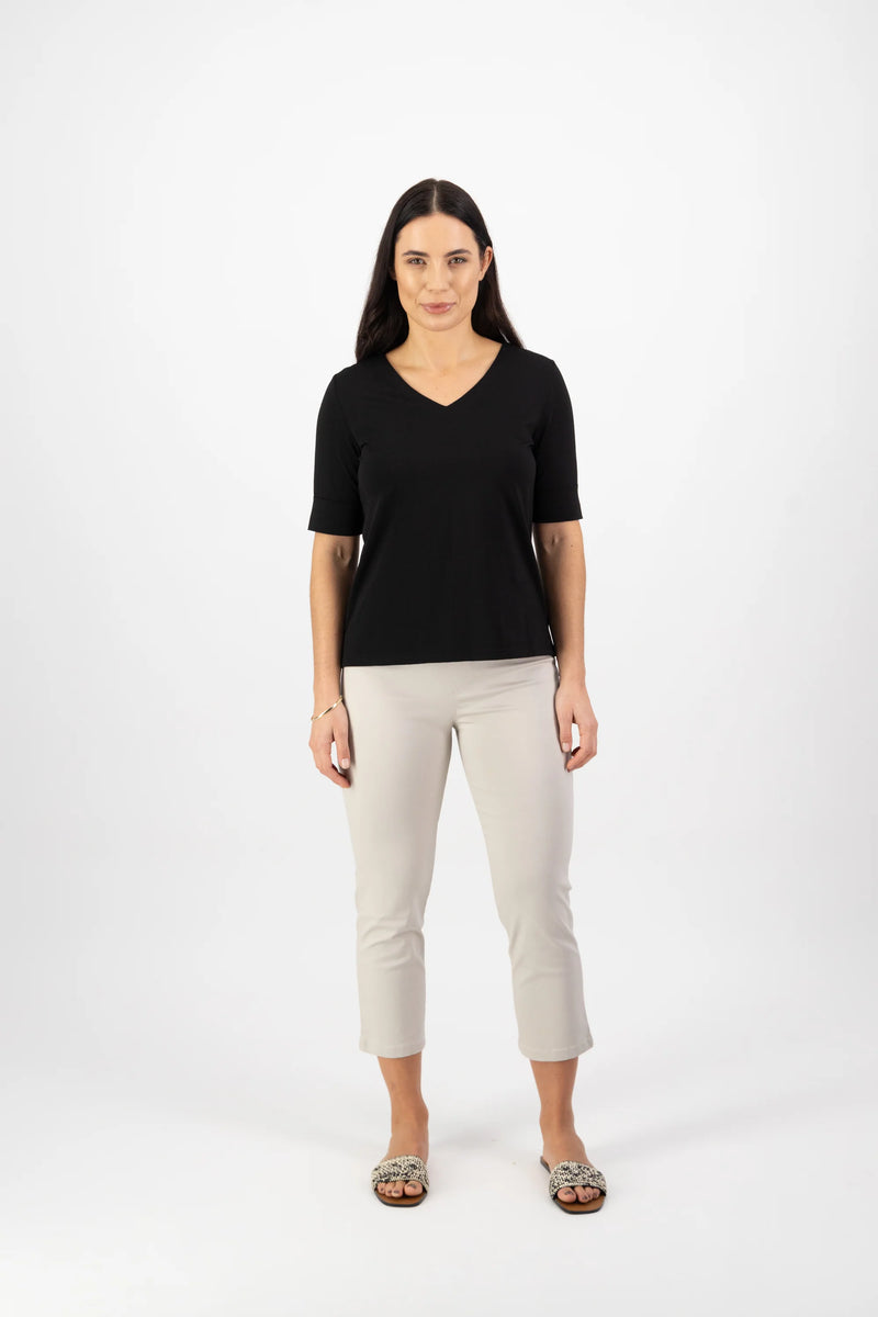 V Neck Top - Black - VASSALLI Top NZ LUMA