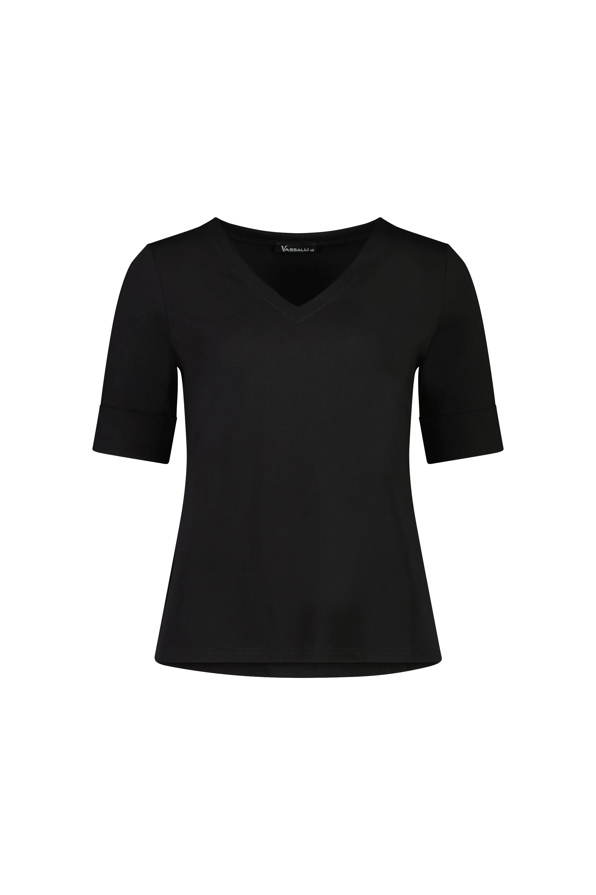 V Neck Top - Black - VASSALLI Top NZ LUMA