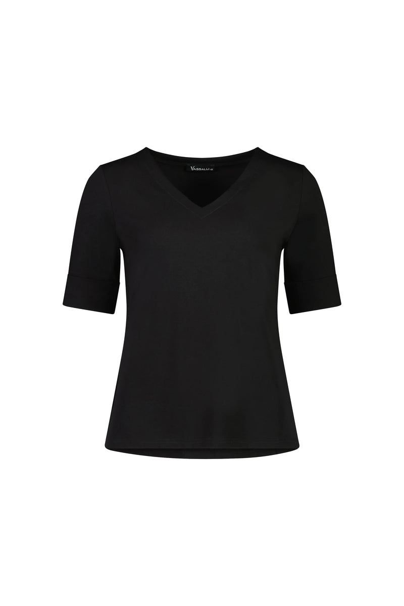 V Neck Top - Black - VASSALLI Top NZ LUMA