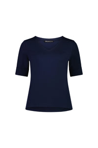 V Neck Top - Navy - VASSALLI Top NZ LUMA