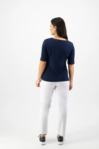 V Neck Top - Navy - VASSALLI Top NZ LUMA