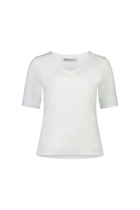 V Neck Top - White - VASSALLI Top NZ LUMA