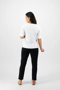 V Neck Top - White - VASSALLI Top NZ LUMA