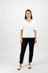 V Neck Top - White - VASSALLI Top NZ LUMA