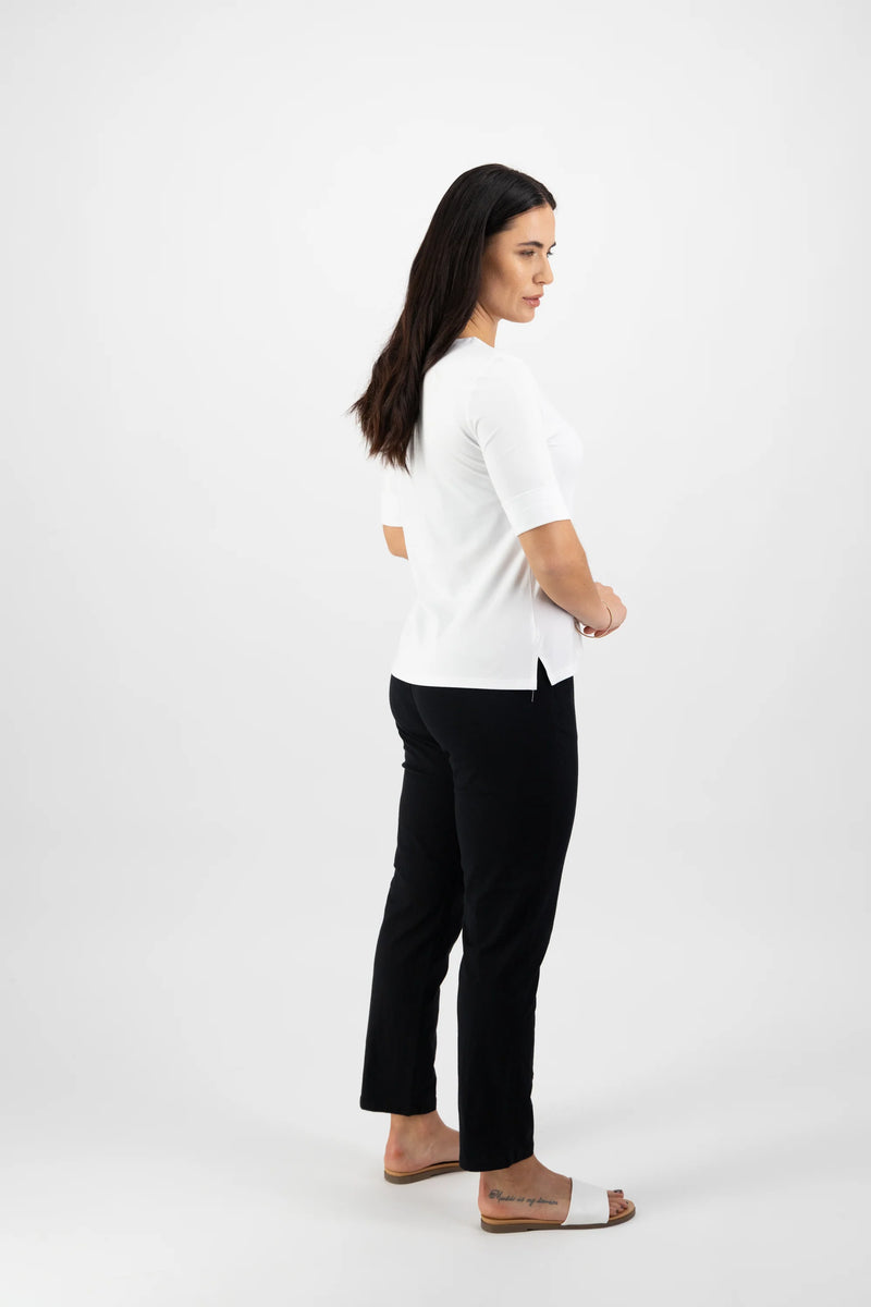 V Neck Top - White - VASSALLI Top NZ LUMA