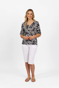 V Neck Top with Elbow Length Sleeve - Coco - VASSALLI Top NZ LUMA