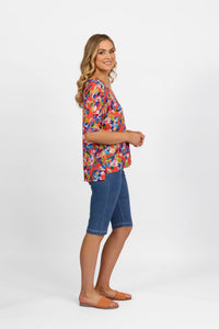 V Neck Top with Elbow Length Sleeve - Rio - VASSALLI Top NZ LUMA