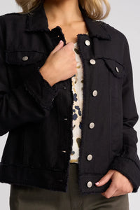 VASSALLI - Aura Linen Jacket with Frayed Seams - Navy Jacket NZ LUMA
