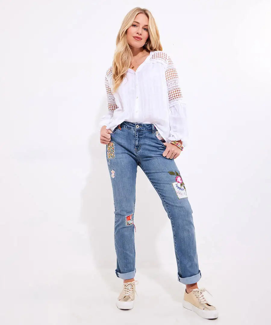 Perfect Patchwork Straight Leg Jean - JOE BROWNS Pant NZ LUMA