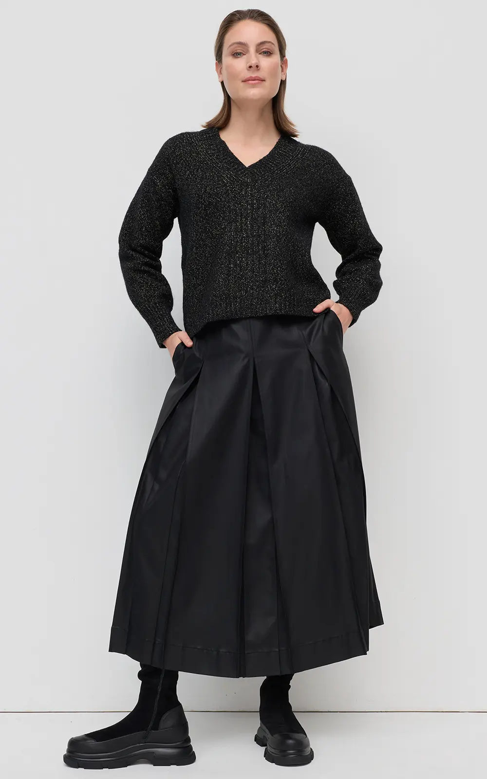 Wax Coated Skirt - Black - MARCO POLO