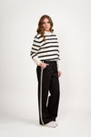 Wide Leg F/L Pull On Pant w S/Stripe Panel - VASSALLI Pant NZ LUMA