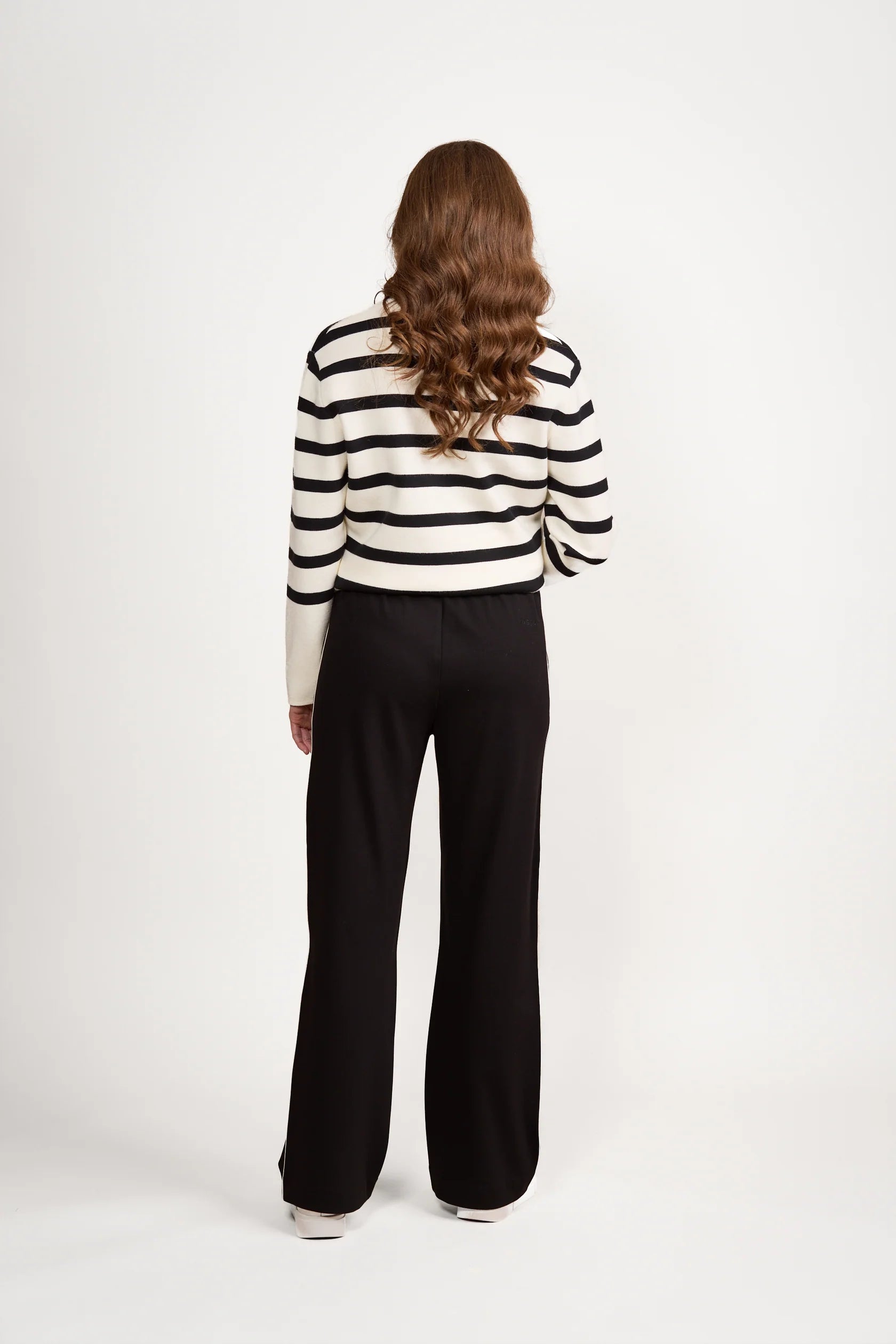 Wide Leg F/L Pull On Pant w S/Stripe Panel - VASSALLI Pant NZ LUMA