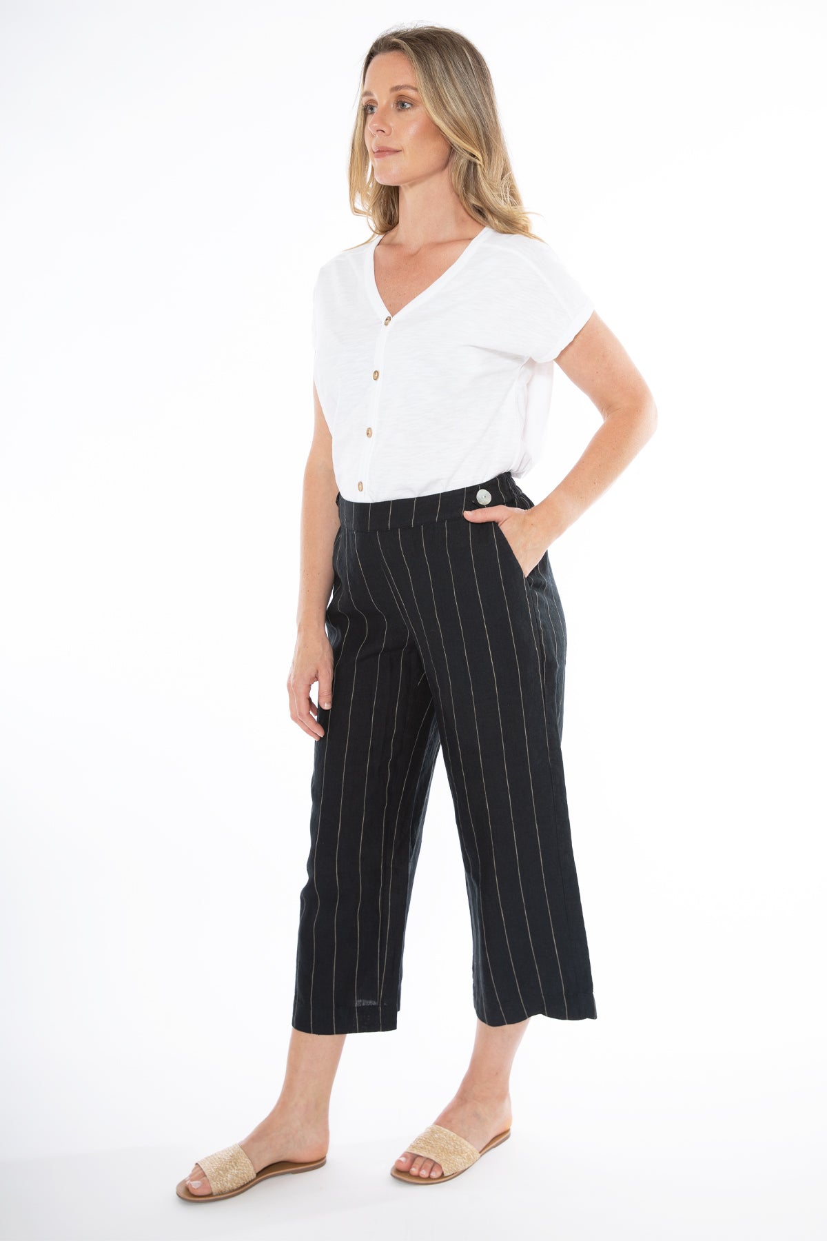 Wide Stripe Pant - Black/Putty - JUMP Pant NZ LUMA