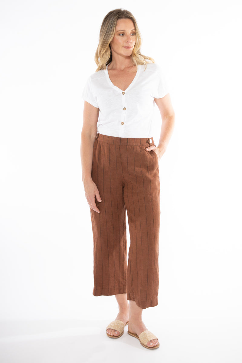 Wide Stripe Pant - Sepia/Black - JUMP Pant NZ LUMA