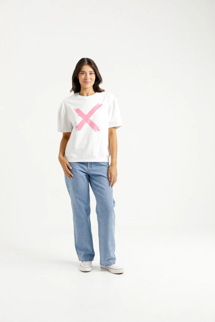 Wylder Tee - White w Candy Pink X- HOME LEE Top NZ LUMA