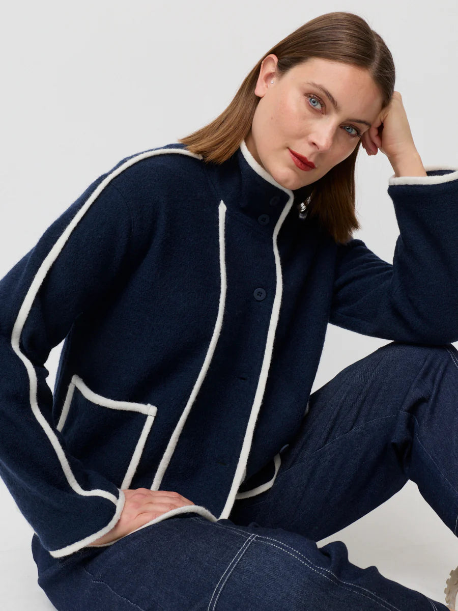 MARCO POL0 - Contrast Boiled Wool Jacket