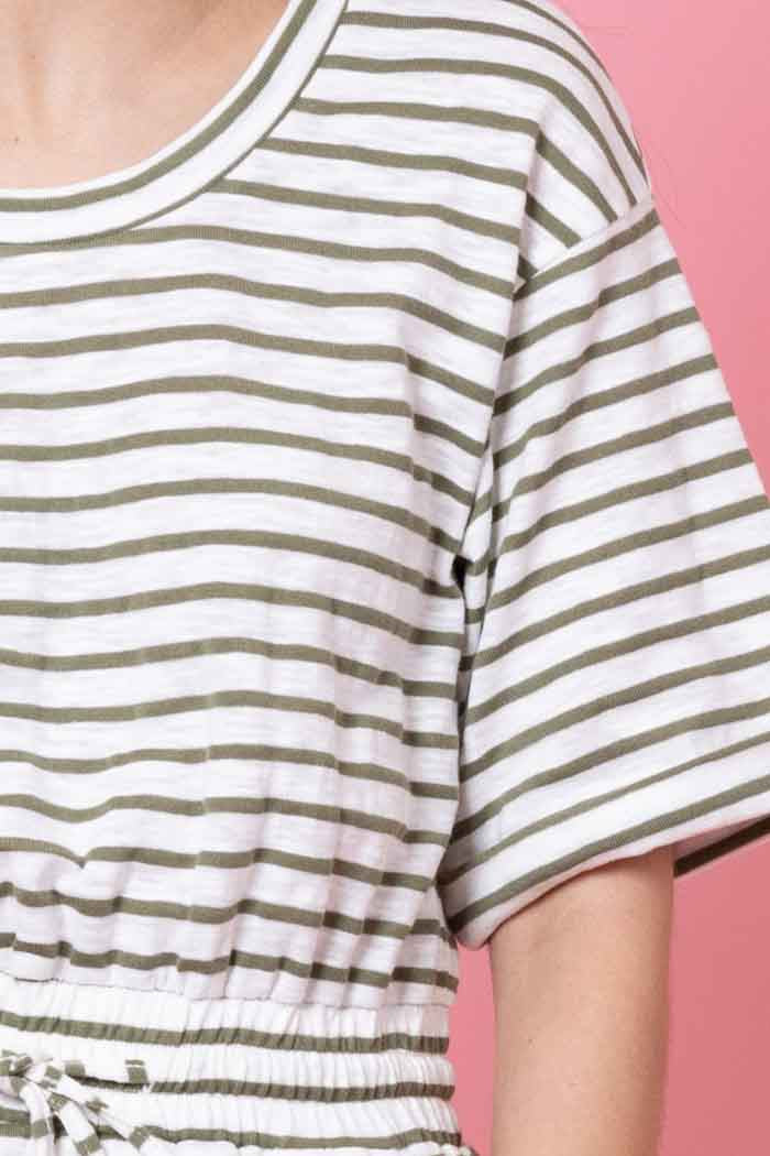 Zara Stripe Dress - Sage - CHARLO Dress NZ LUMA