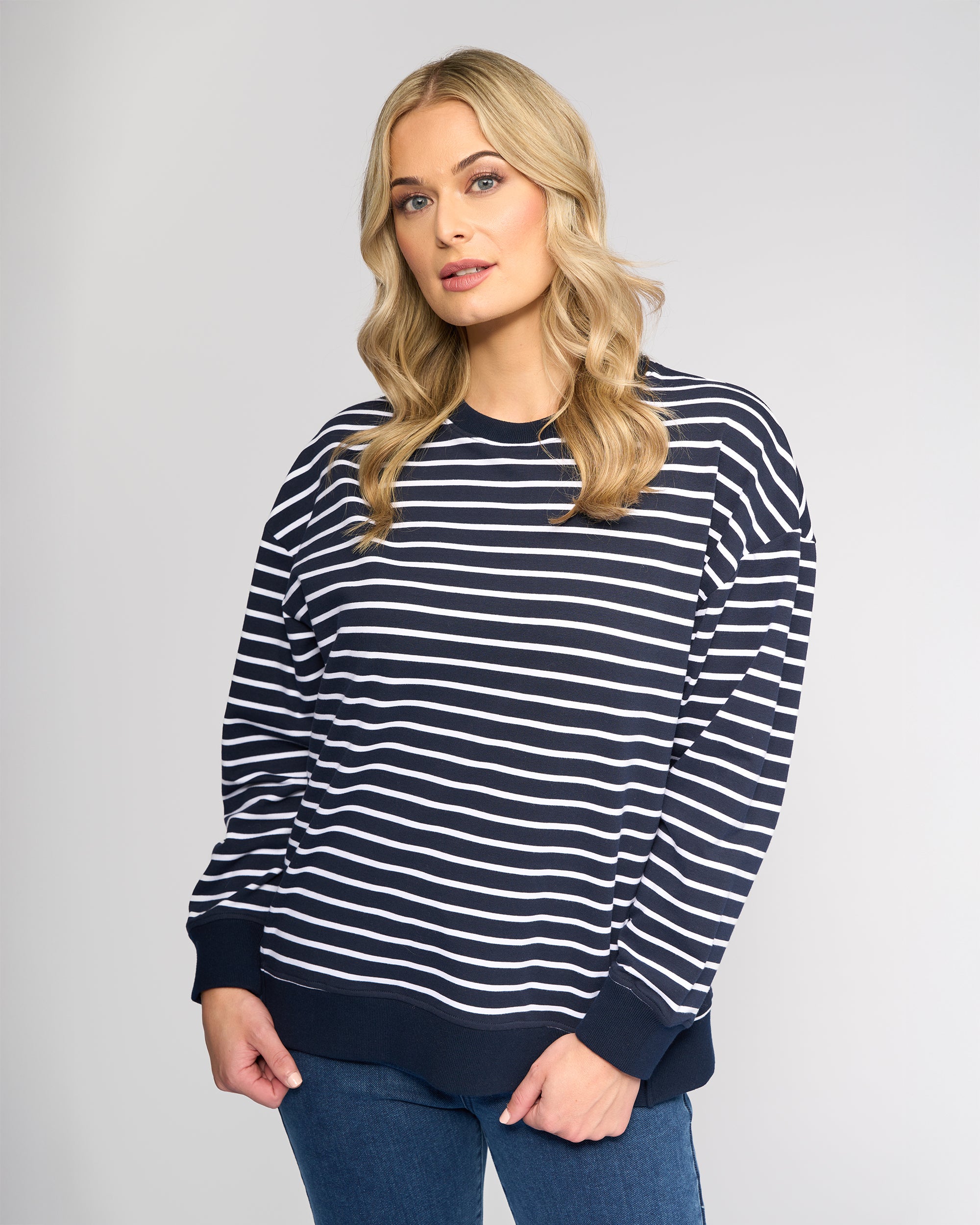 Zone Sweater - Ink Stripe - VASSALLI Top NZ LUMA