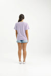 Chris Tee Orchid Stripe w White Cross - HOME LEE Top NZ LUMA