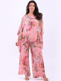 Felicia- MADE IN ITALY Top One Size (14-20) Pink Floral NZ LUMA