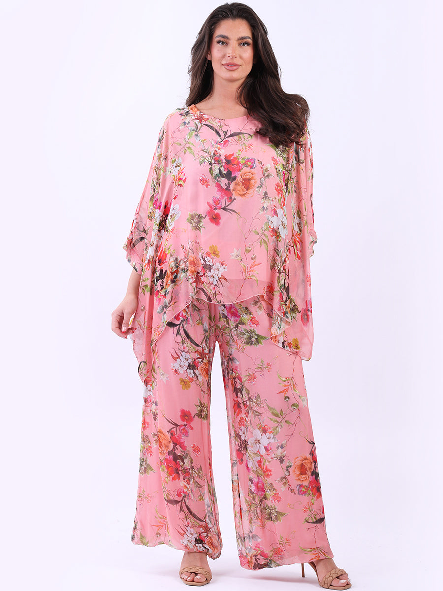 Felicia- MADE IN ITALY Top One Size (14-20) Pink Floral NZ LUMA