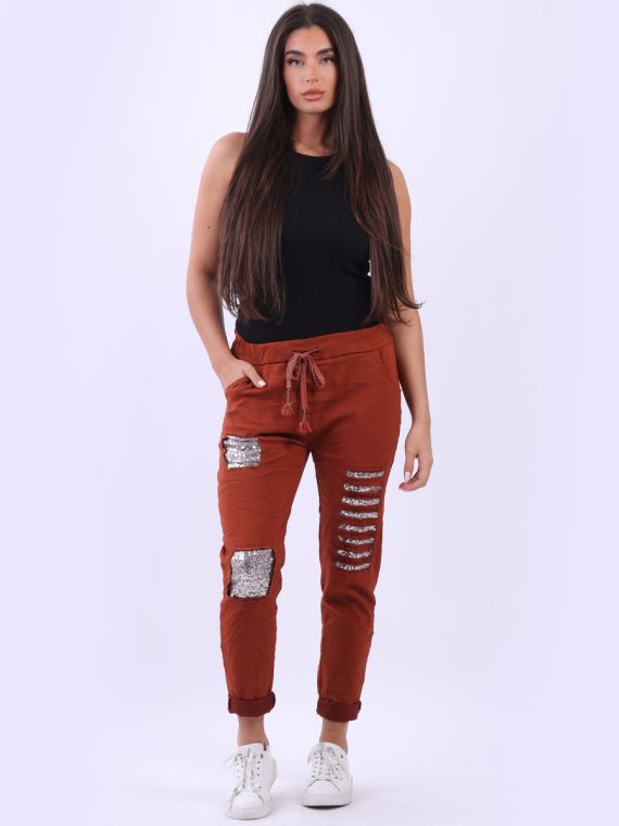 Sequin Magic Pants - MADE IN ITALY ONE SIZE (8-14) Rust NZ LUMA